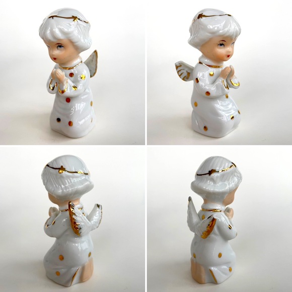 A Set of Three Vintage Porcelain Angel Figurines - Picture 5 of 16